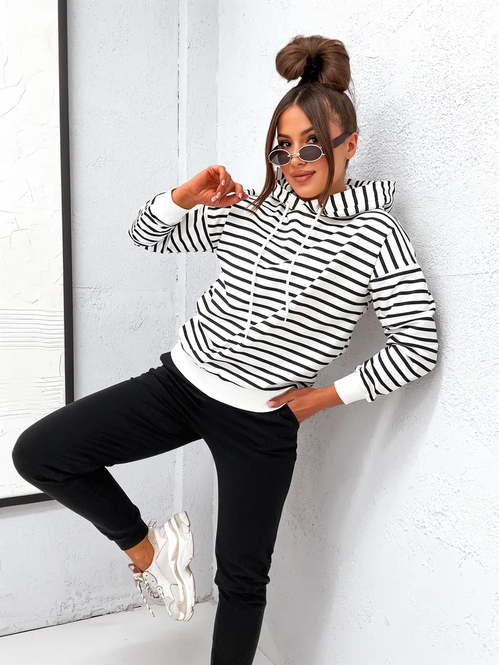 Royalfashion дамски комплект анцуг с райета