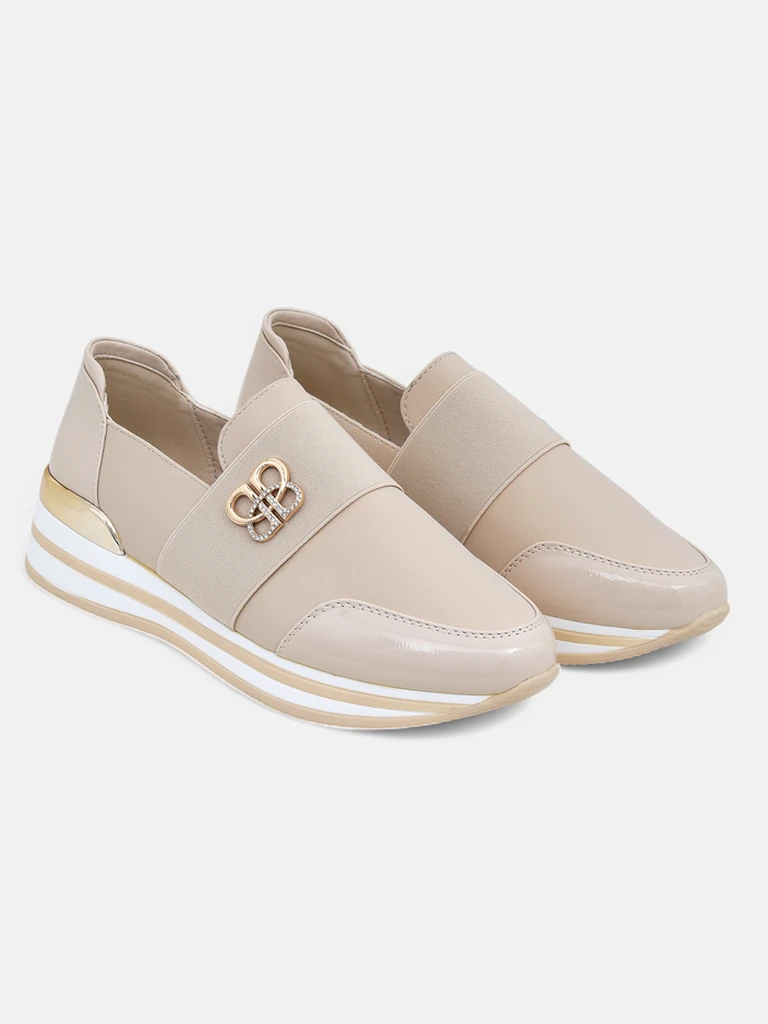 Дамски мокасини Aurora Classico Beige екологична кожа плоски токчета