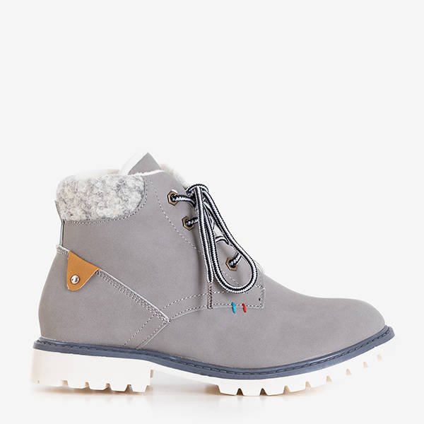 Szare chłopięce ocieplane trzewiki Tiptop - Obuwie