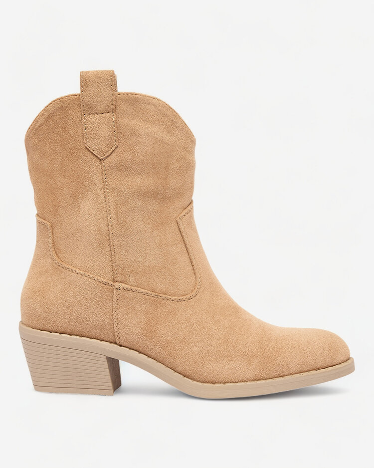 Royalfashion Светлокафяви дамски каубойски ботуши с изолация Bronco