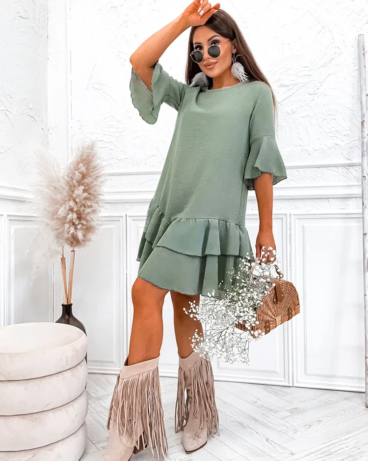 Royalfashion Ленена дамска мини рокля