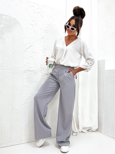 Royalfashion Дамски широки панталони от плат