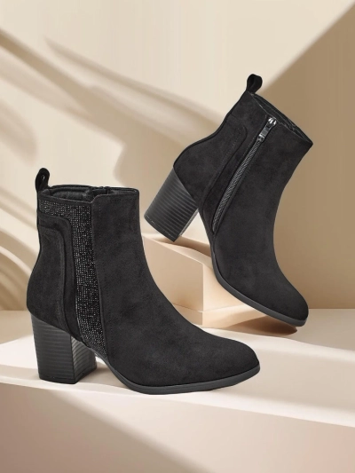 Роалфешън Дамски глезенови ботуши на ток Веното