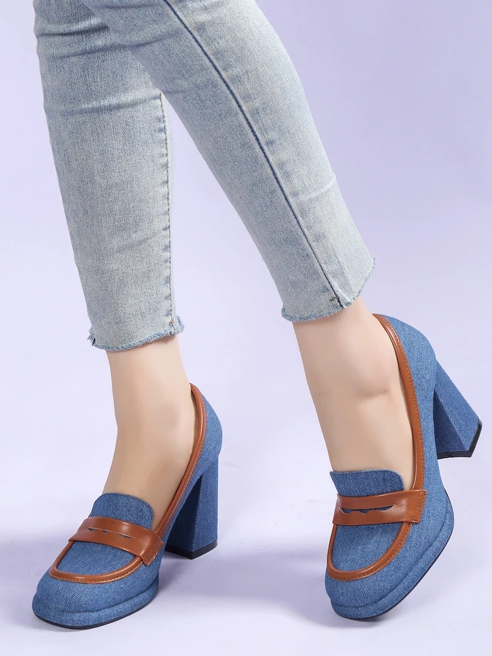 Royalfashion Женски дънкови мокасини на блок ток Jozenas