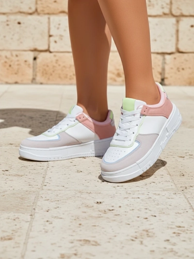 Дамски сникърси Hypatia Pastello светло сива еко кожа пролет 4см