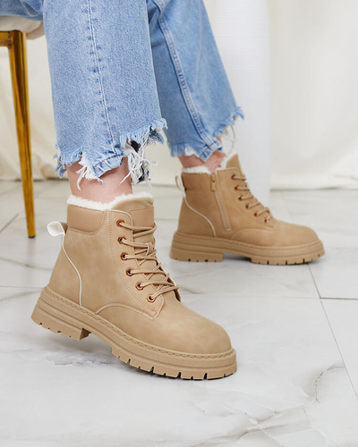 Royalfashion Бежови дамски изолирани ботуши тип "трапер" Radoras