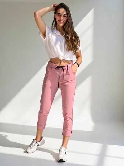 Royalfashion Дамски вълнени скини панталони с връзка на талията