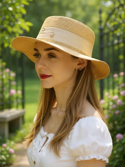 Royalfashion Дамска сламена шапка Grace Ribbon