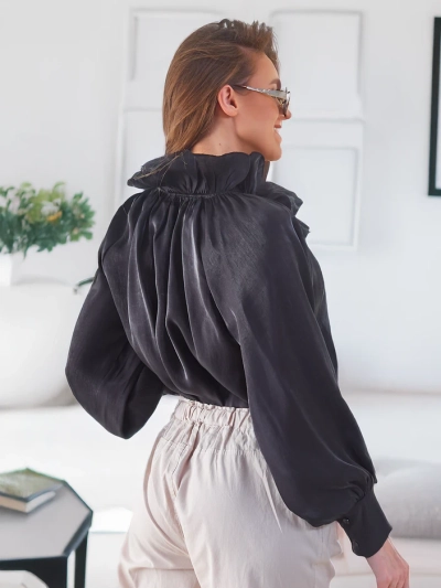 Royalfashion Блестяща дамска риза с декоративна яка