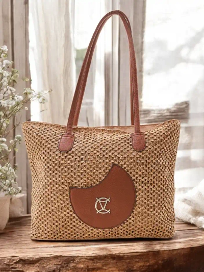 Royalfashion Голяма сламена дамска лятна чанта