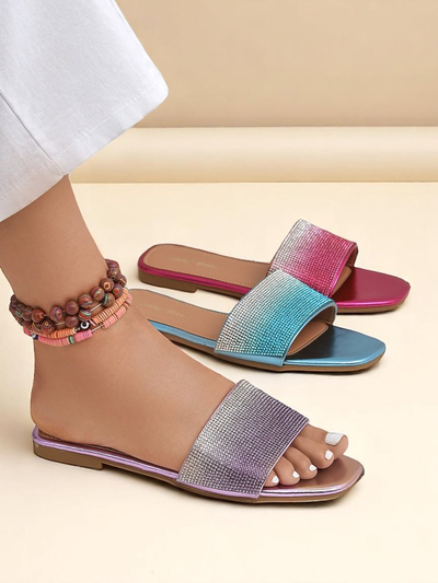 Royalfashion Дамски чехли с цирконии ShinyGlow