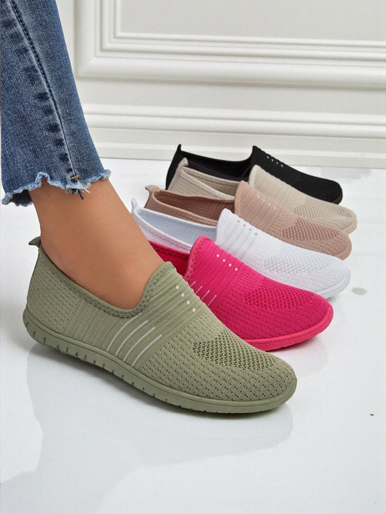 Дамски мокасини Hypatia Verde от плат на равна подметка