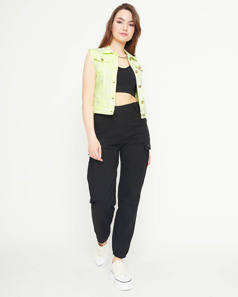 Żółta jeansowa kamizelka damska - Odzież