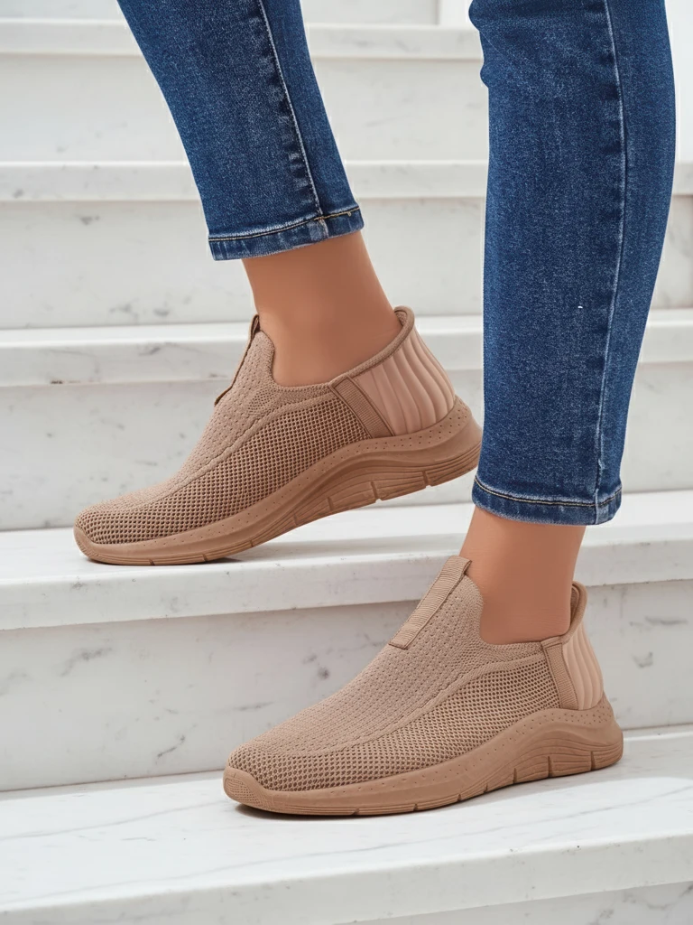 Дамски обувки slip on Selene Бежови – удобни маратонки на равна подметка