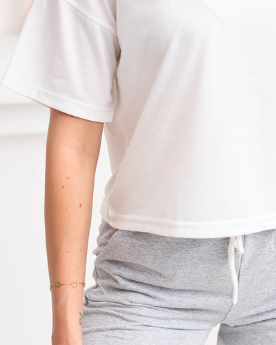 Dwuczęściowy biało - szary damski komplet sportowy - Odzież