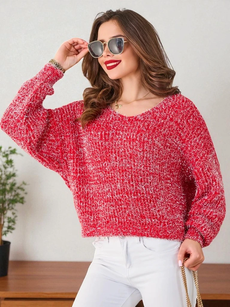 Жена пуловер Royalfashion с блестяща нишка