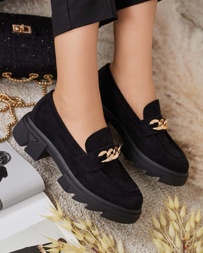 Royalfashion Мокасини от еко велур с украса Zaffix