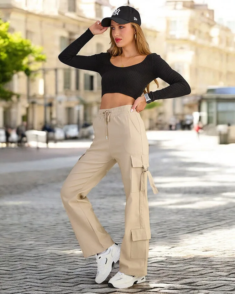 Royalfashion Дамски бойни панталони от плат