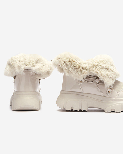 Бежови дамски ботуши за сняг с връзки Fentes- Footwear