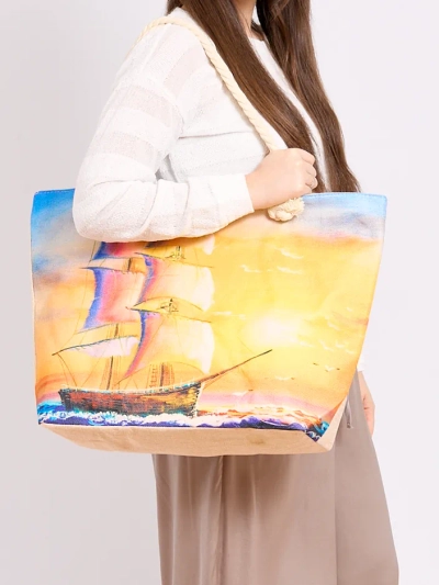 Royalfashion Голяма тъкана чанта с принт