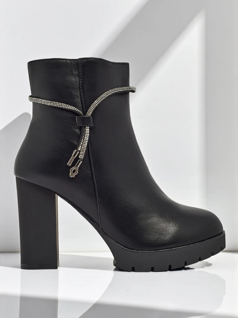 Дамски еко кожени боти до глезена на ток Marellin