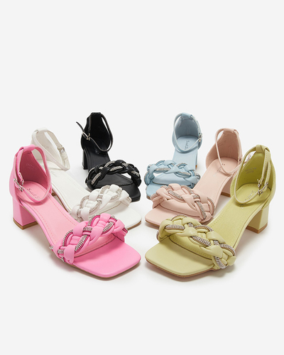 Niebieskie sandały damskie na słupku Marienka - Obuwie