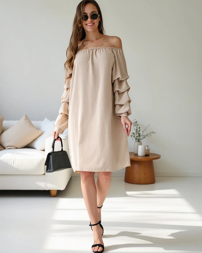 Кралска мода Гладка дамска рокля а-ла Испанска с ръбове