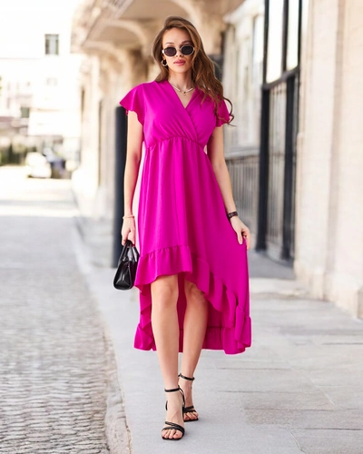 Midi рокля Royalfashion за жени с асиметричен подгъв