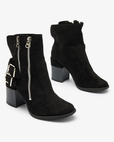 Royalfashion Дамски черни ботуши с украса Feirrgo