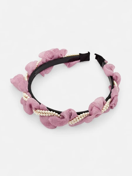 Royalfashion Лента за коса с драперия и перли