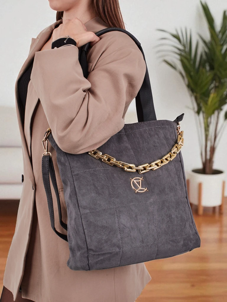 Дамска чанта тип shopper от еко велур Twilight Life