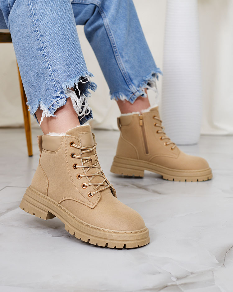 Royalfashion Светлокафяви дамски изолирани ботуши тип "трапер" Radoras