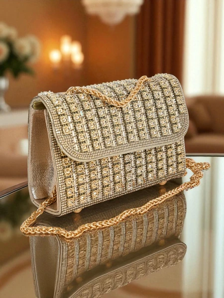 Royalfashion Дамска чанта клъч с цирконии Elira Dusk