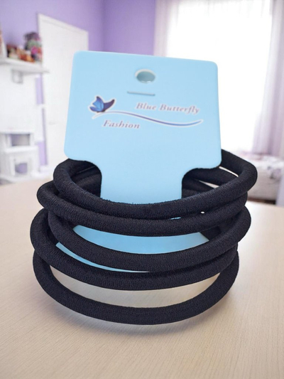 Royalfashion Комплект от 5 черни ластика за коса Nero