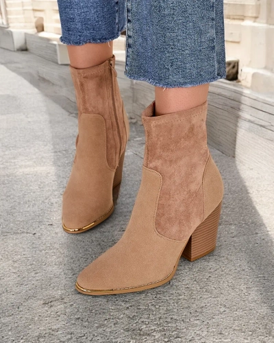 Дамски еко замша глезенки на Royalfashion на стълб Gris