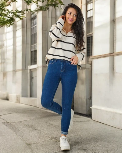 Royalfashion Дамски стегнати дънки от памук