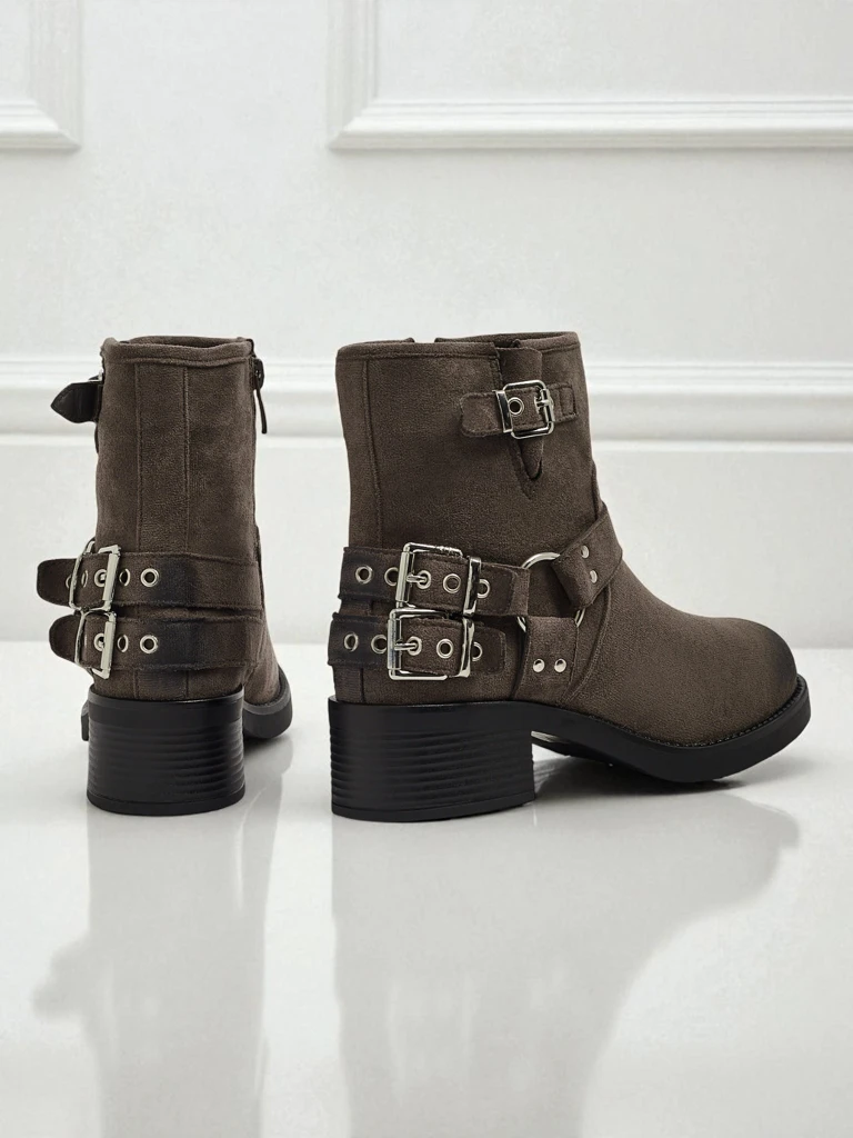 Дамски боти от еко велур с катарами Valtos