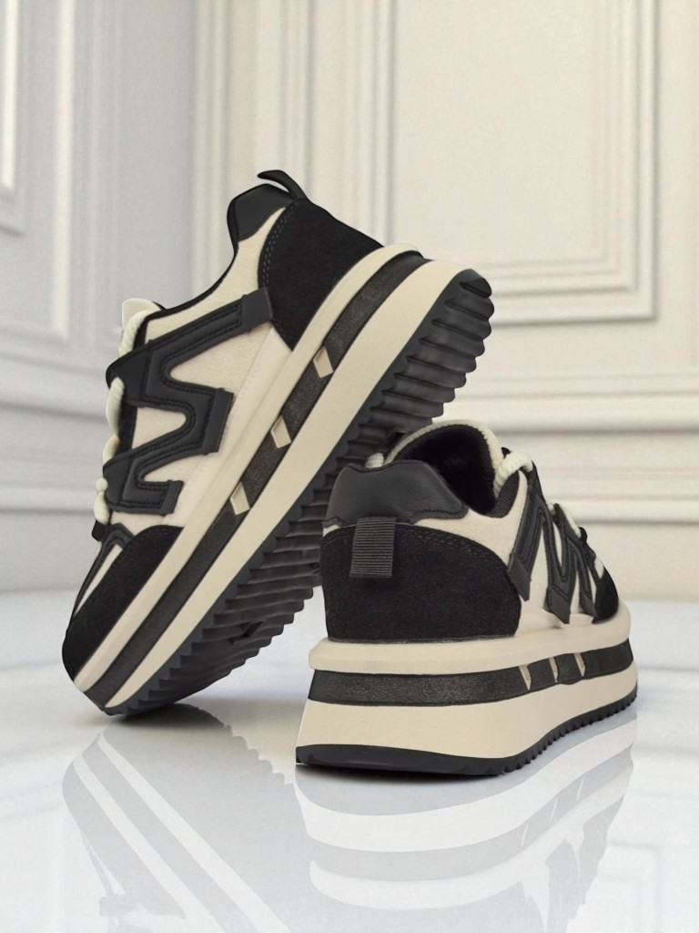 Дамски сникърси на платформа Selene Nero от екологична кожа, черни