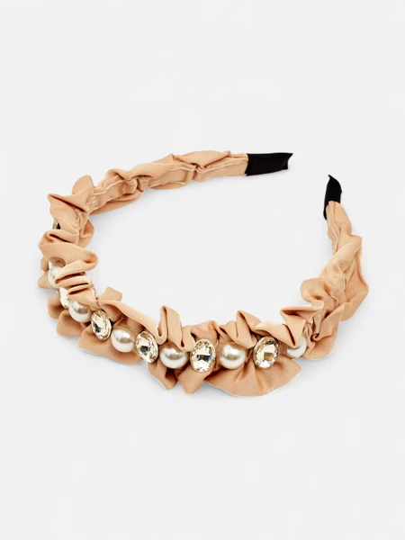 Royalfashion Лента за коса с драперия и перли