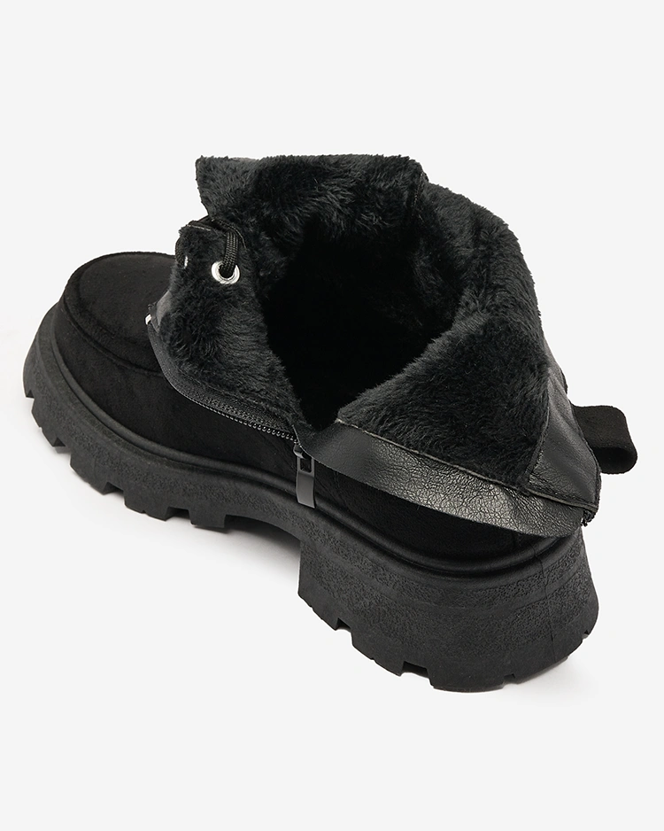 Royalfashion Черни дамски ботуши с дантела Oroccar