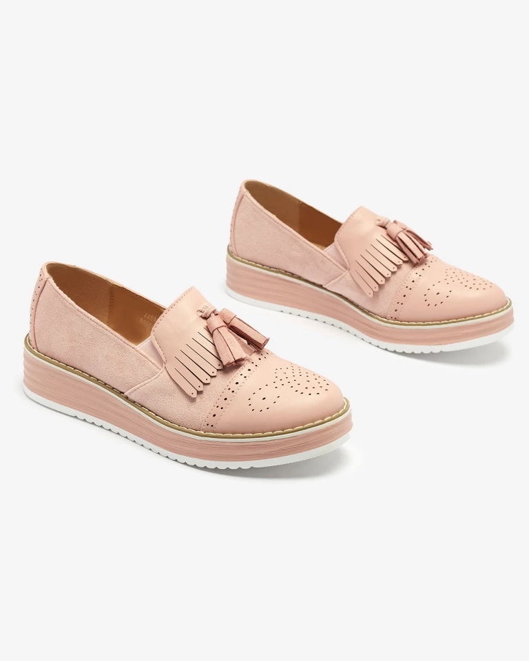 Розови дамски полуботуши на нисък ток Veolita- Footwear