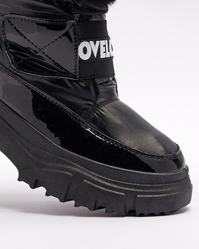 Дамски ботуши за сняг с плоска подметка в черно Sapollo- Footwear