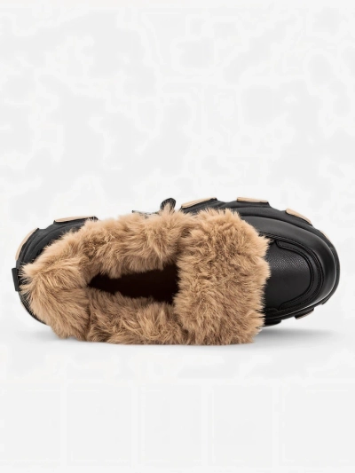 Czarne sportowe sneakersy damskie z futerkiem Nonua- Obuwie