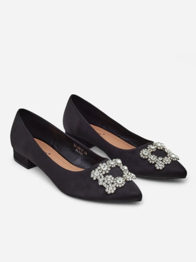 Royalfashion Женски балерини с подобен на сатен материал и катарама Legant