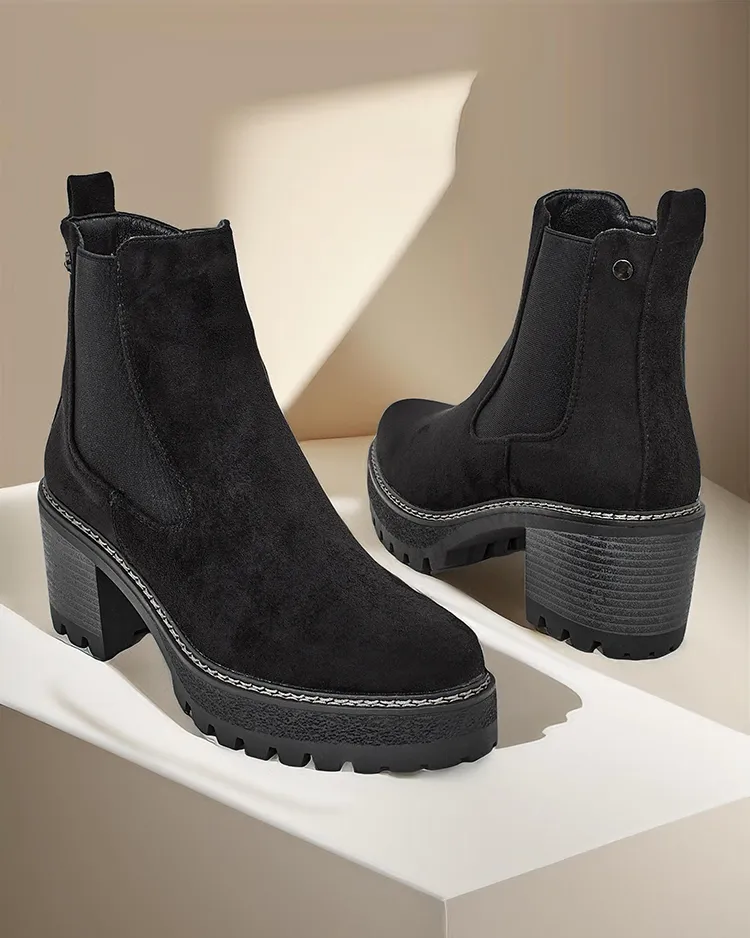 Роялфешън Еко-велур дамски ботуши до глезена на пюнкт Сегори