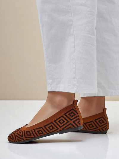 Royalfashion дамски платнени балеринки с геометричен принт Metric