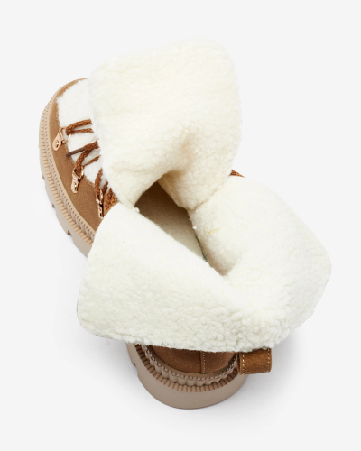 Royalfashion Дамски изолирани ловджийски ботуши с овча кожа в цвят камила Lery Walk