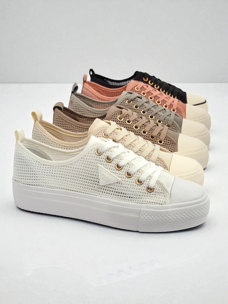 Дамски бели кецове Ariadne Mesh – дишащи кецове на плоска подметка