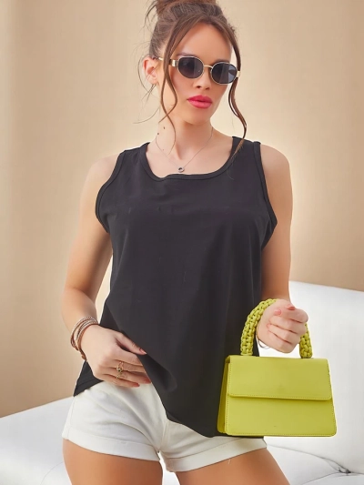 Royalfashion Женаятен памучен потник с дантела на гърба