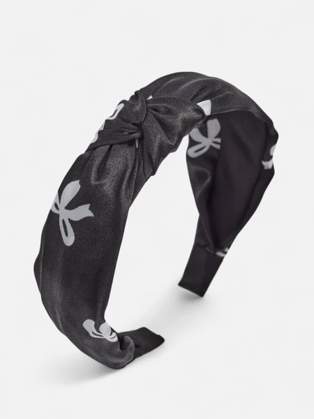 Royalfashion Сатенена лента за коса с плитка и принт